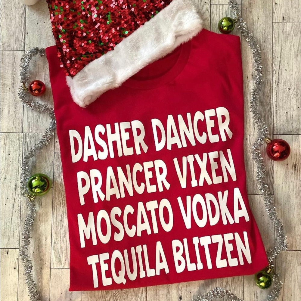 Custom made holiday tees with punny phrases, get it?